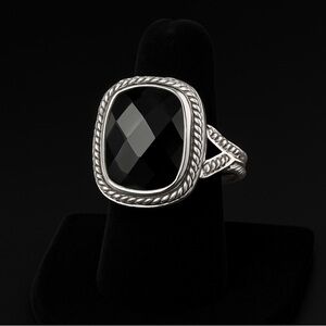 🩷 Vintage Onyx Silver Black Gemstone Ring